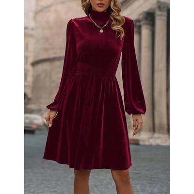Autumn and Winter Women's Velvet Long-sleeved Fashion Dress