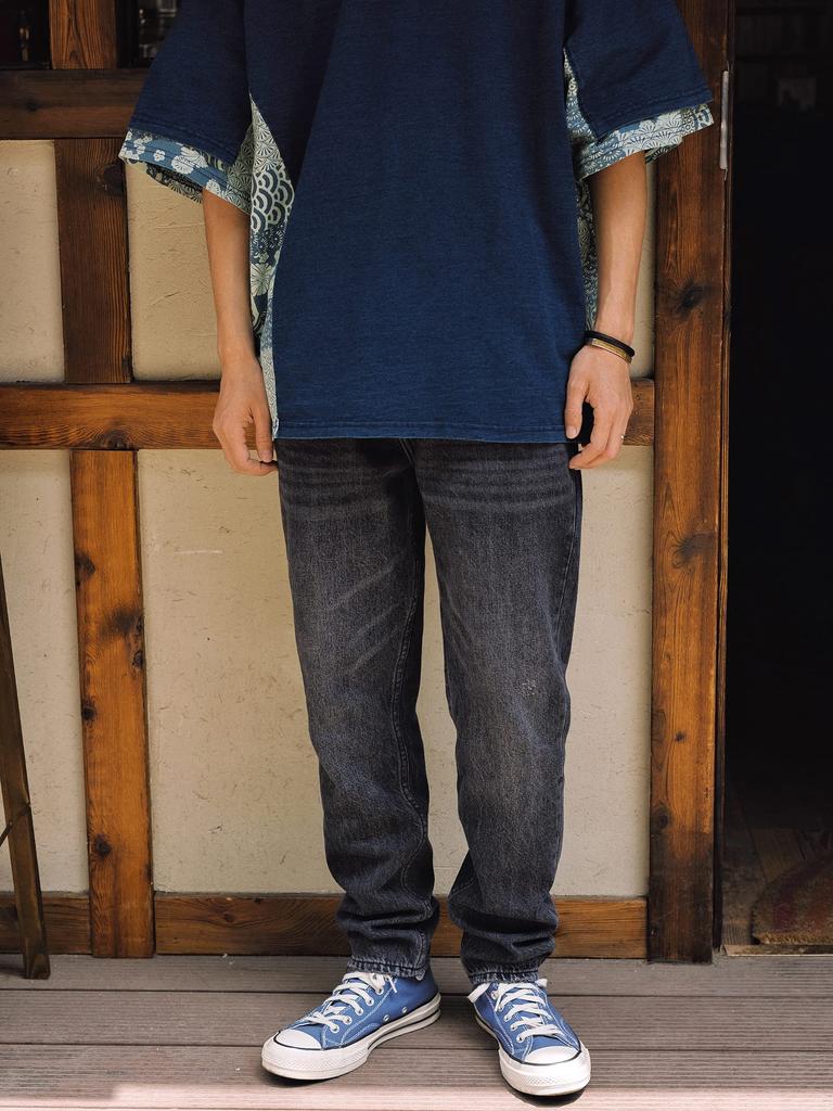 2023SS American Street Fashion Thin Soft Denim Pants Straight Jeans Men's Spring/Summer Black/Gray (BLACK, 31)