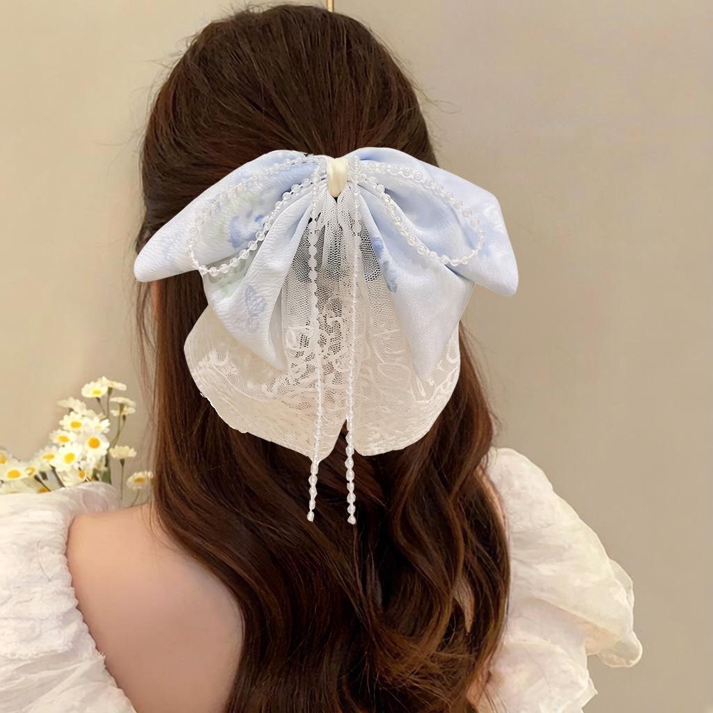 Elegant Retro Satin Bow Hair Clip for Women - Perfect for Low Ponytails and Head Ornaments