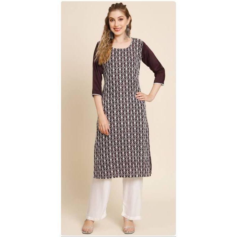 

Традиционная красивая дизайнерская вышивка Мягкий чиннон Необычные Курти для женщин и девочек