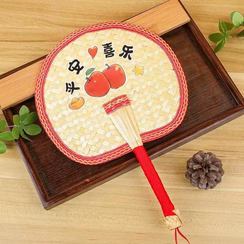 Durable Old-Fashioned Hand-Woven Bamboo Fan for Children and Babies, Portable Winter Vintage Banana Leaf Fan