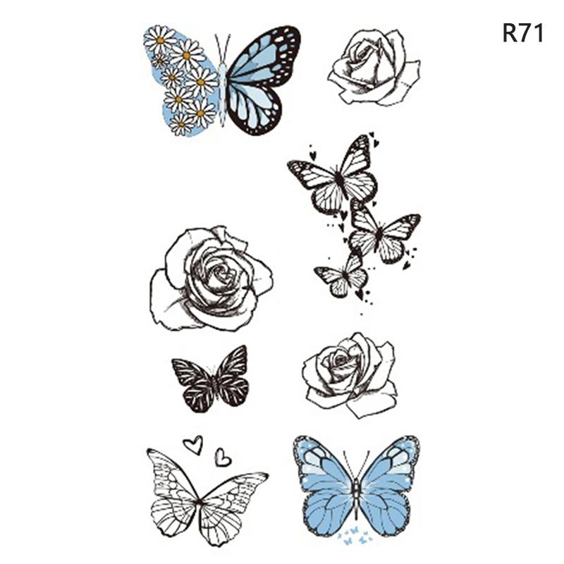 Waterproof Temporary Tattoo Stickers Black Butterfly Rose Transfer Flash Tatoo