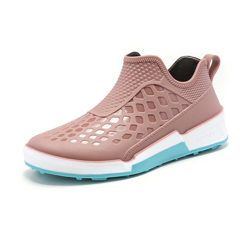 

Мужские модные резиновые сапоги с низким голенищем, резиновые сапоги с увеличением роста, водонепроницаемая обувь контрастных цветов, рабочие галоши на четыре сезона, уличные водонепроницаемые сапоги 44 розовый