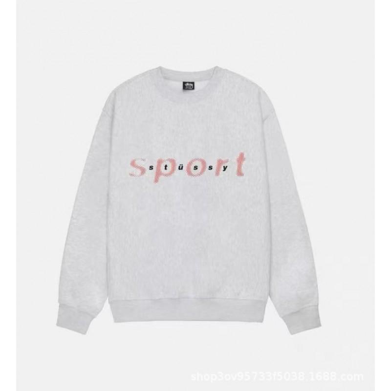 STU26 Otoño Invierno Unisex Oversized Algodón Cuello Redondo Sudadera de Manga Larga Adolescentes Adultos