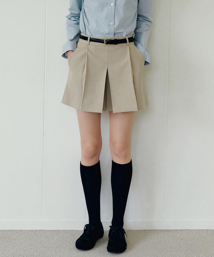 Roeil Formal Pleated Skirt Pants - Beige