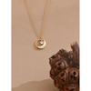Yhpup Natural Shell Zirconia Moon Round Chic Pendant Necklace Korean Style Daily Jewelry Waterproof Accessories Gift