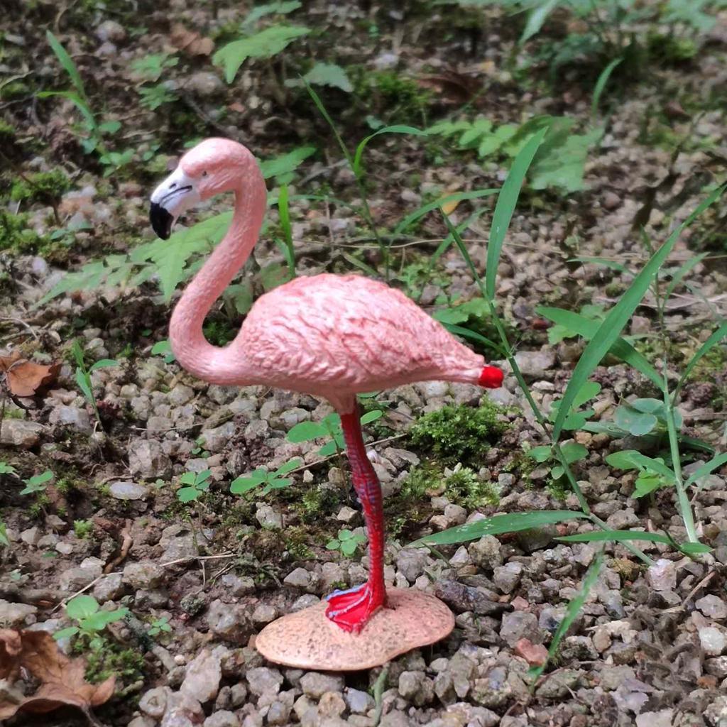 2PCS Miniature Animals Bird Model Figurine Statue Scupltue Toy Pink Flamingo