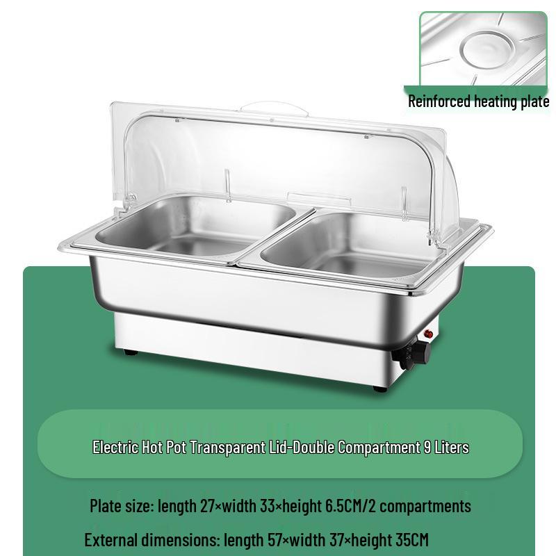 Stainless Steel Electric Chafing Dish with Visible Flip-Top for Buffet & Breakfast
