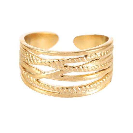 Thumb Ring Geometric Lines Shape Adjustable Opening Design Finger Ring Stainless Steel Finger Band Versatile Jewelry Gift