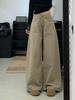 Spring Khaki High-Waisted Wide-Leg Women's Jeans - Spicy Girl Style, Loose Fit, Floor-Length.