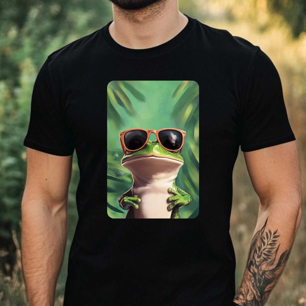 T-Shirt Herren Frosch mit Sonnenbrille Motiv Baumwolle Größe XS bis 5XL