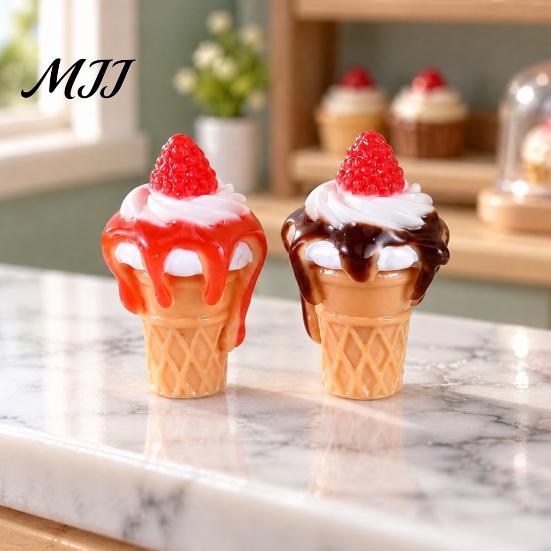 Crafting Supplies for Miniatures 10Pcs Mini Ice Creams, Tiny 3D Strawberry Jam Resin Dessert Doll Mansion Food Accessories Mansion, DIY Craft