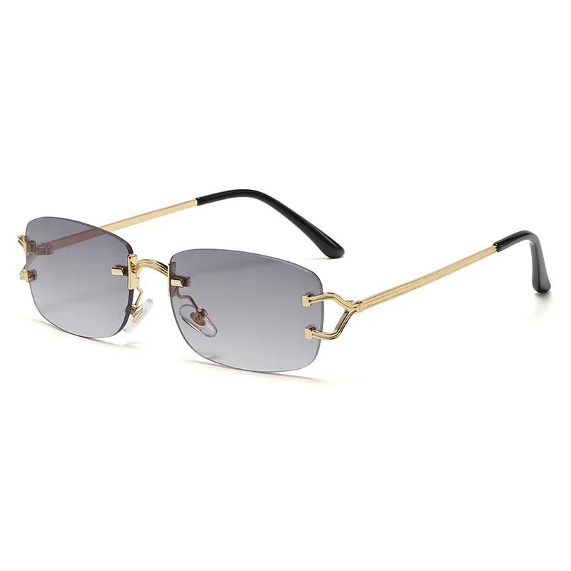 

New Small Narrow Rimless Sunglasses Fashion Frameless Rectangle Tinted Lens Eyewear 90S Glasses For Women Men As picture