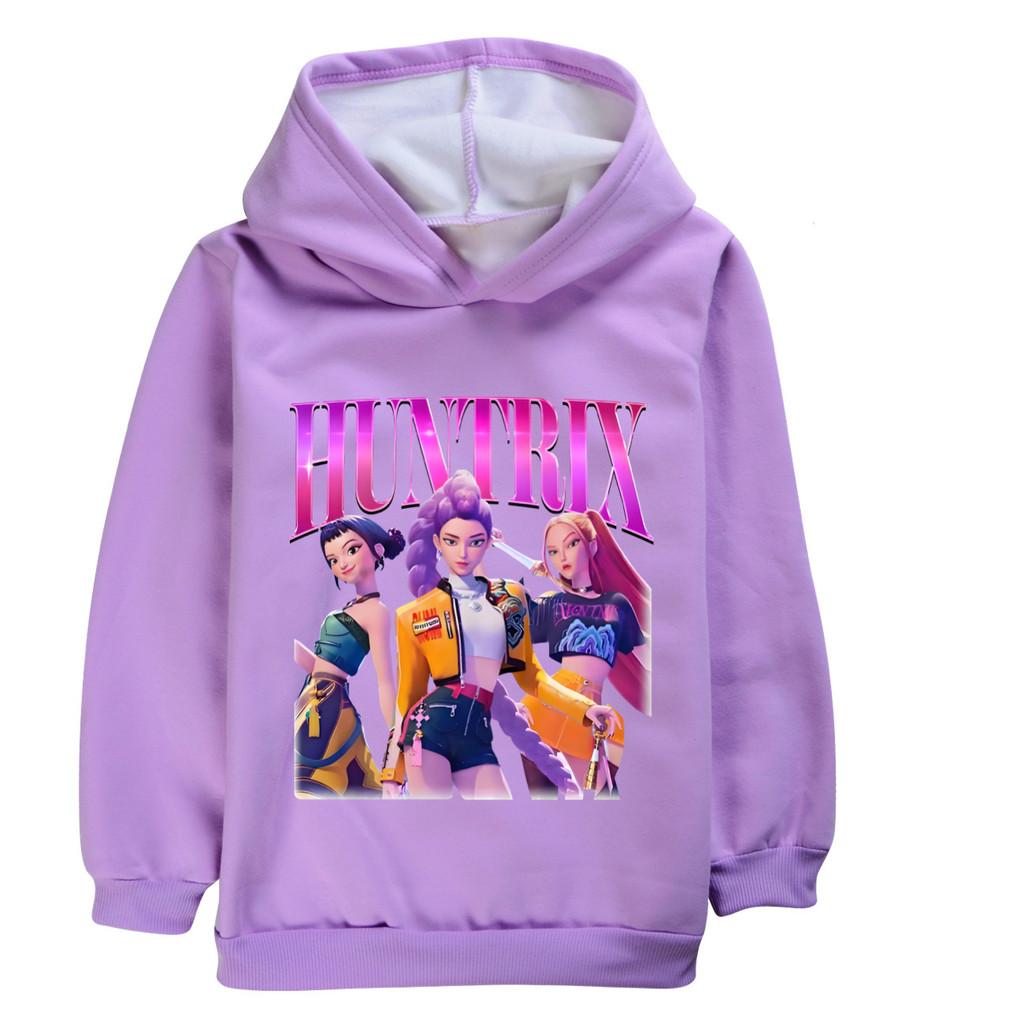 5003 Kids Girls Kpop Rumi Zoey Mira Print Rumi Zoey Mira Children Long Sleeves Velvet Warm Winter Hoodie