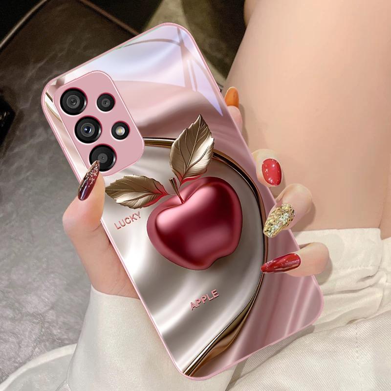 Happy Black Apple For Samsung Galaxy S10 4G S20 11E 30 S21 22 S24 Fe Pro S23 S25 Ultra 5G S9 Tempered Glass Phone Case