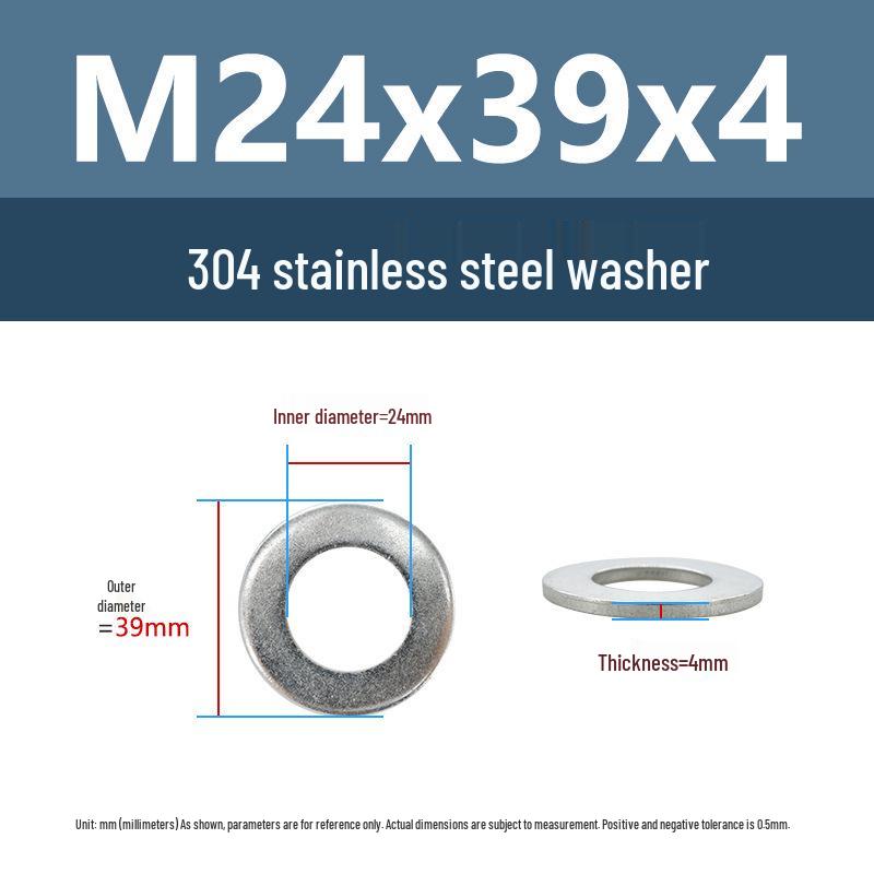 304 Stainless Steel Flat Washer, Round Metal Screw Washer, In Stock, M2-M24