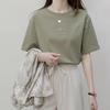 Summer Women Crew Neck T-shirt Loose Casual Solid Botanical Print Short Sleeve Tee T-shirts and Long Sleeves