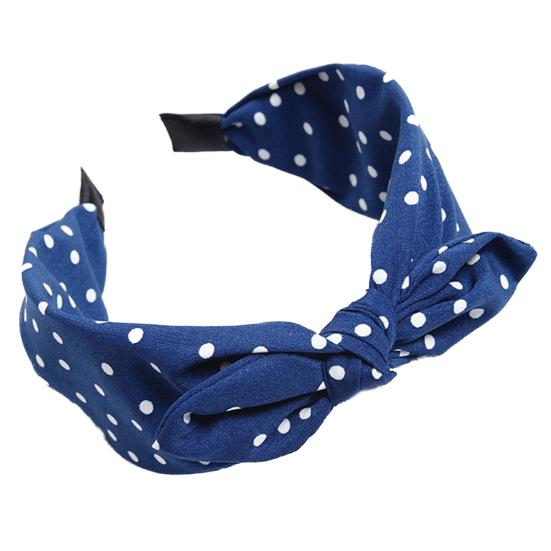 Sweet Polka Dot Print Bowknot Hair Hoop Women Wide Band Cloth Headband Headwrap