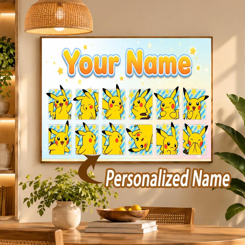 Pikachu Custom Name Diamond Painting Personalized 5D Full Drill DIY Diamond Art Home Decor