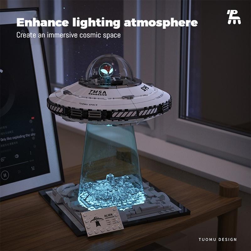 UFO Raumschiff Bausteine Set Hoher Schwierigkeitsgrad Montage Raumschiff Modell Pädagogisch Konstruktion Sammlerstück Ausstellungsspielzeug