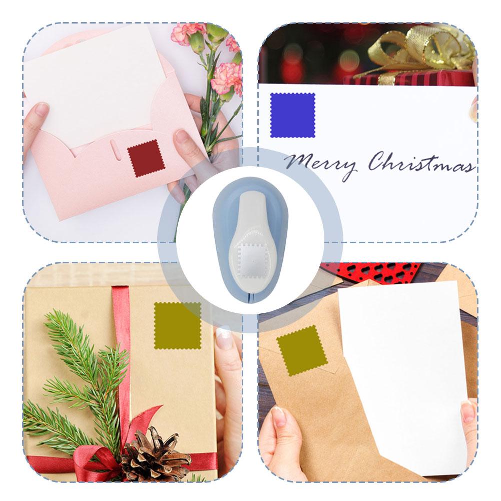 1 pieza Nuevo perforador de manualidades con forma de sello, máquina de repujado, fácil de presionar, agujero redondo, perforador de borde dentado para hacer sellos