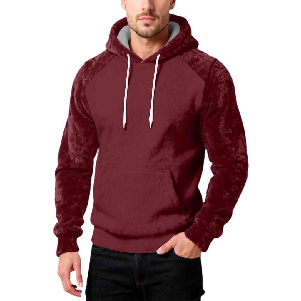 Herrenmode Freizeit Kapuzenpullover Kapuze Plüsch Lange Ärmel