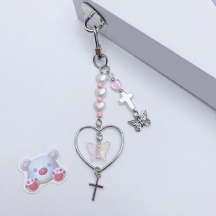 Cute Heart Butterfly Bowknot Charm Pendant Phone Straps Pocket Keychain Strap