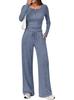 New Fall Sports Set Solid-Color Top and Wide-Leg Pants Two-Piece Set for Women