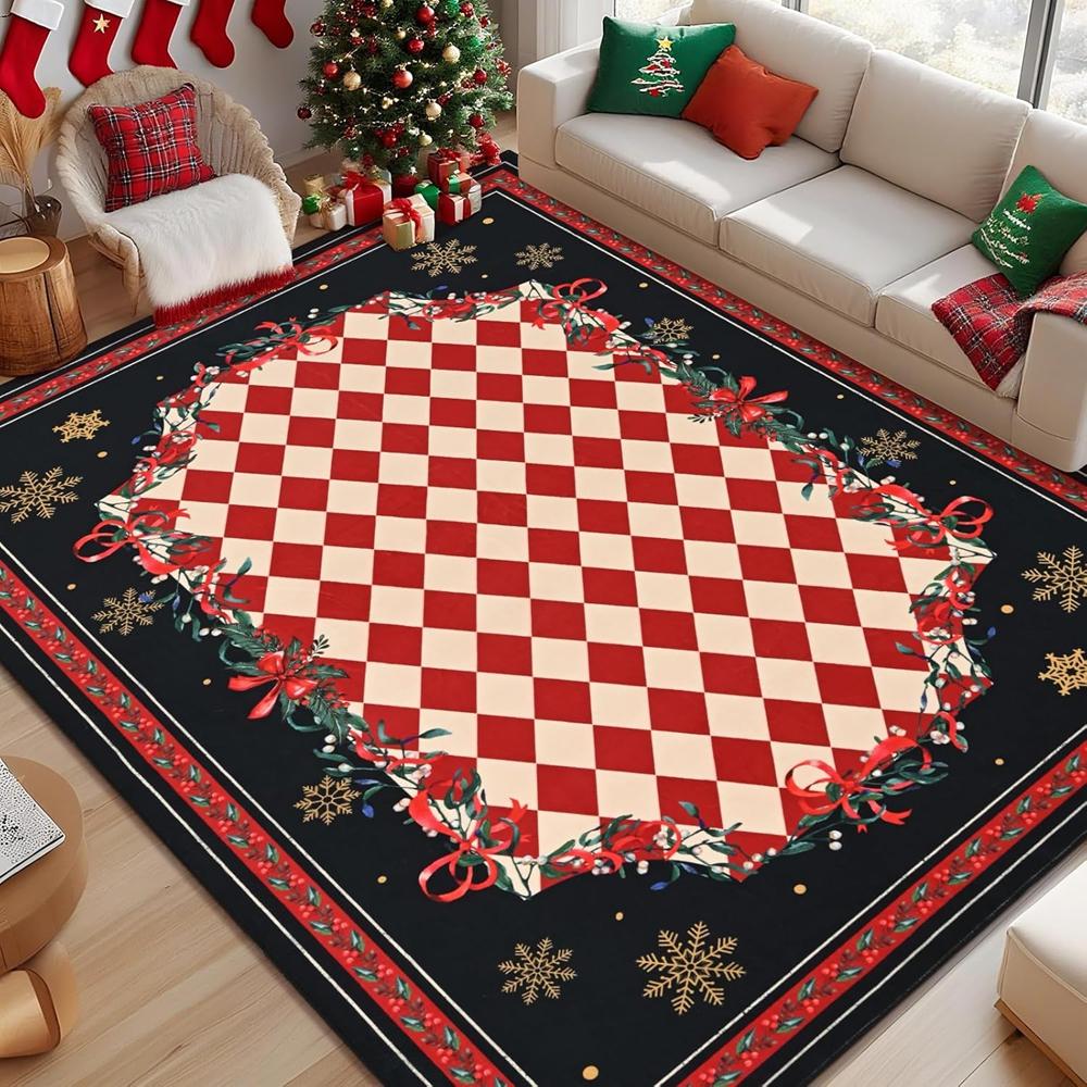 Bedroom Flannel Pattern Washable Carpet Fully Fitted Soft Winter Bedroom Non-slip Floor Mat Home Decoration