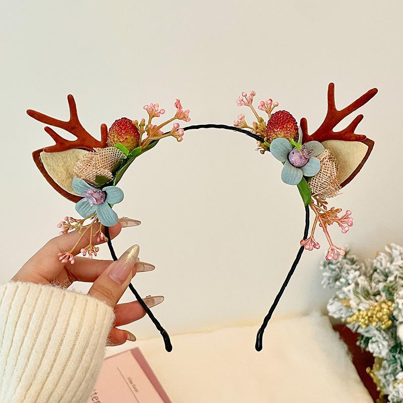 Weihnachts Rentier Haarschmuck für Damen: Plüsch Stirnband & Haarspangen mit Minihut