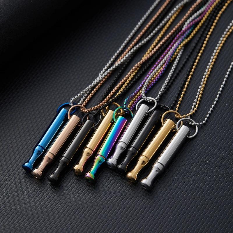 Breathwork Meditation Mindfulness Breathing Anti Smoking Necklace Stainless Steel Whistle Anxiety Relief Jewelry