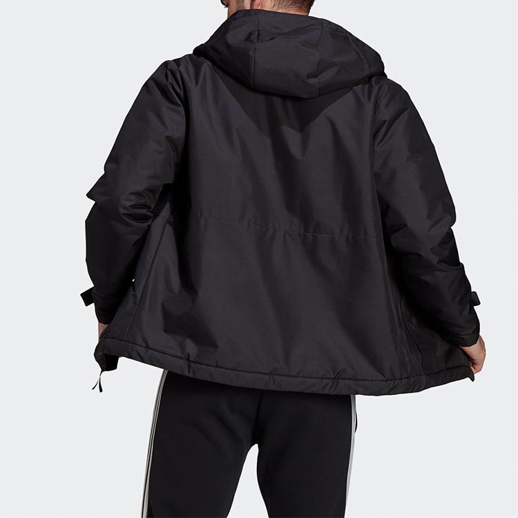 Adidas Bsc St In H J Warm Solid Color Sports Hooded Cotton Jacket Winter Men Jacket Black GN3241