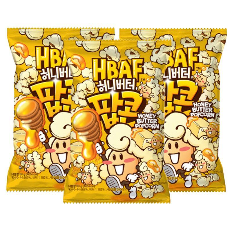 HBAF Seasoned Popcorn 17 Flavors, Premium Flavored Popcorn Collection (80g x 3 Bags) / Kfood, Authentic Korean Food Honey Butter Popcorn 80g x 3ea