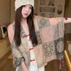 Small fresh green floral silk scarf women's summer travel buckle sunscreen large shawl beach towel thin yarn scarf scarf