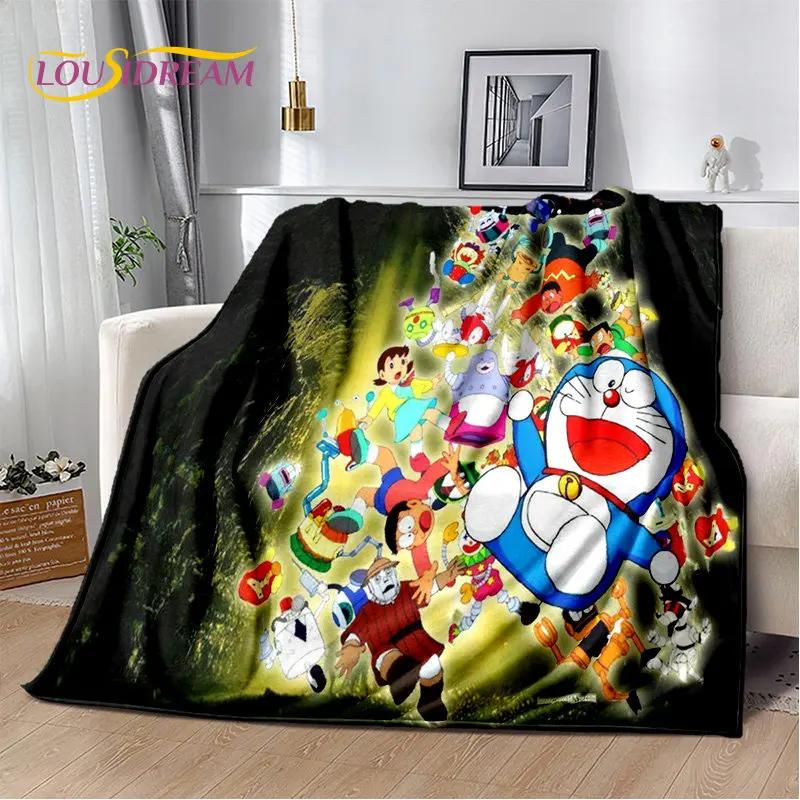 Coperta morbida in peluche cartone animato anime Doraemon, coperta in flanella per soggiorno camera da letto letto divano picnic, copertura calda per bambini