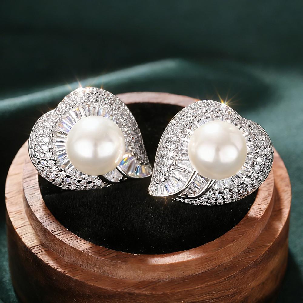 Xiaomi Huitan Fancy Imitation Pearl Women Stud Earrings with Brilliant CZ Stylish Wedding Elegant Accessories for Lady Trendy Jewelry