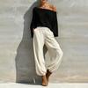 Women's Off Shoulder Top and Casual Pants Two Piece Outfit Set