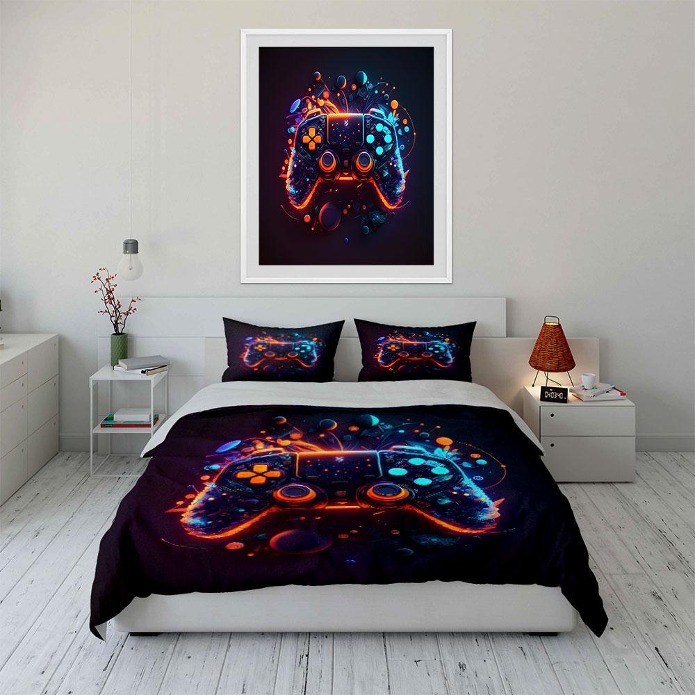 "Gaming Decoration Three-Piece Set" Bedding Set with 1 Duvet Cover 2 Pillowcases Single Double King Queen, Gift