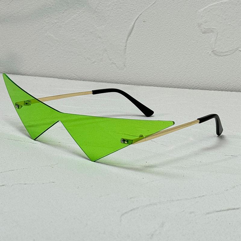 Attractive Glasses Women's Cat Eye Rimless Sunglasses Fashion One Piece Lens Sun Glasses Trend Triangle Eyewear Men Uv400