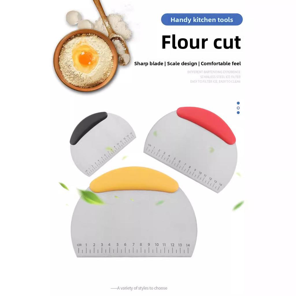 Household Stainless Steel Semicircular with Scale Baking Cutting Knife Cream Cake Flour Scraper