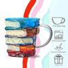 350ML Novelty Painted Book Mug Glass Cup Creative 3D Colored Glass Book Coffee Mug for Book Lover Literature Lovers Gifts