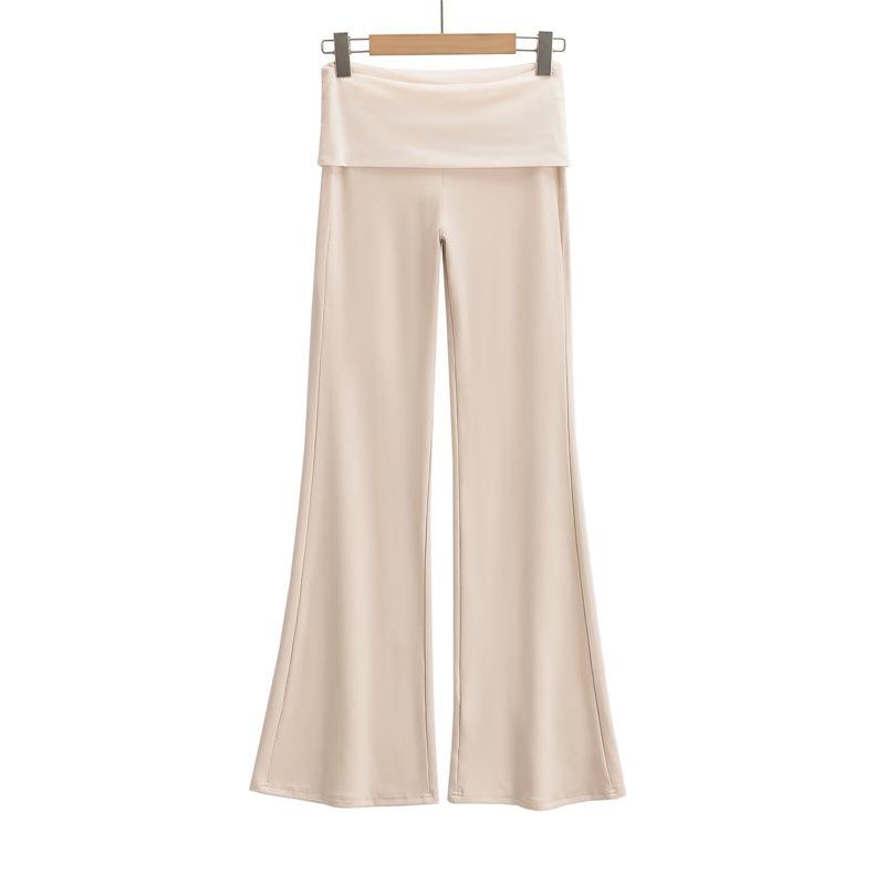 Korean Elegant Patchwork Mesh Flare Yoga Pants - Women's Retro Slimming Two-Piece Drape Design