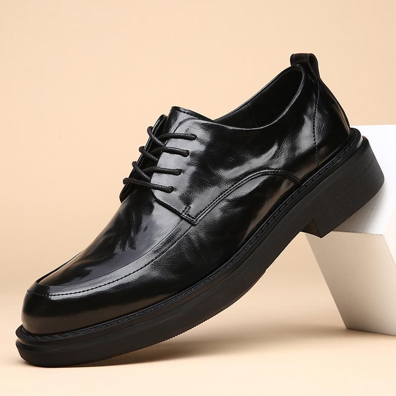 Leather shoes men's new business dress genuine leather men's leather shoes casual thick-soled breathable soft-faced British wedding shoes
