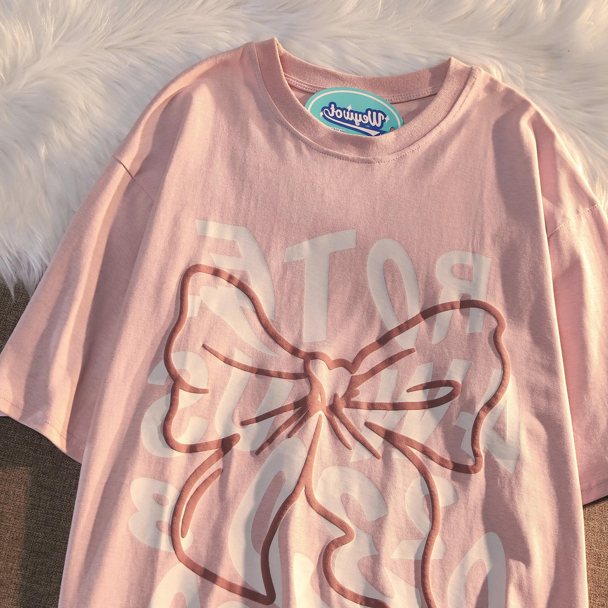 

Lazy Sle Женская футболка оверсайз свободного кроя, короткая, ретро, шик Гонконга, летняя, хлопковая, базовая, с круглым вырезом, с принтом 4XL