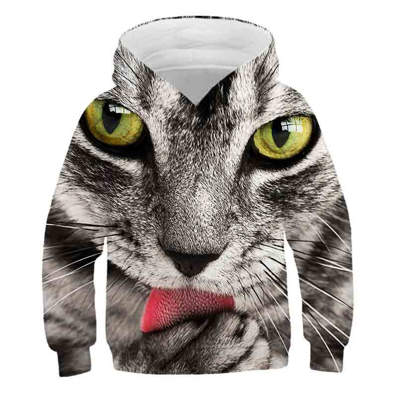 Boys Girls Cute Cat 3D Print Hoodie Children Hooded Pullover Sweatshirt Fashion Child Hoodies Kids Casual Tops Clothing