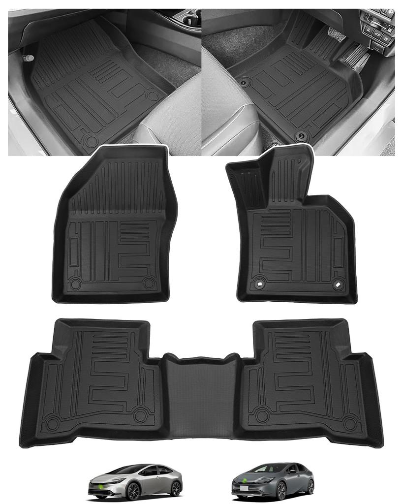 3D Floor Mats for the New Toyota Prius 60 Series Second Custom Design for Toyota Prius 60 2023 Genuine Replacement TPE Material with Special Texture