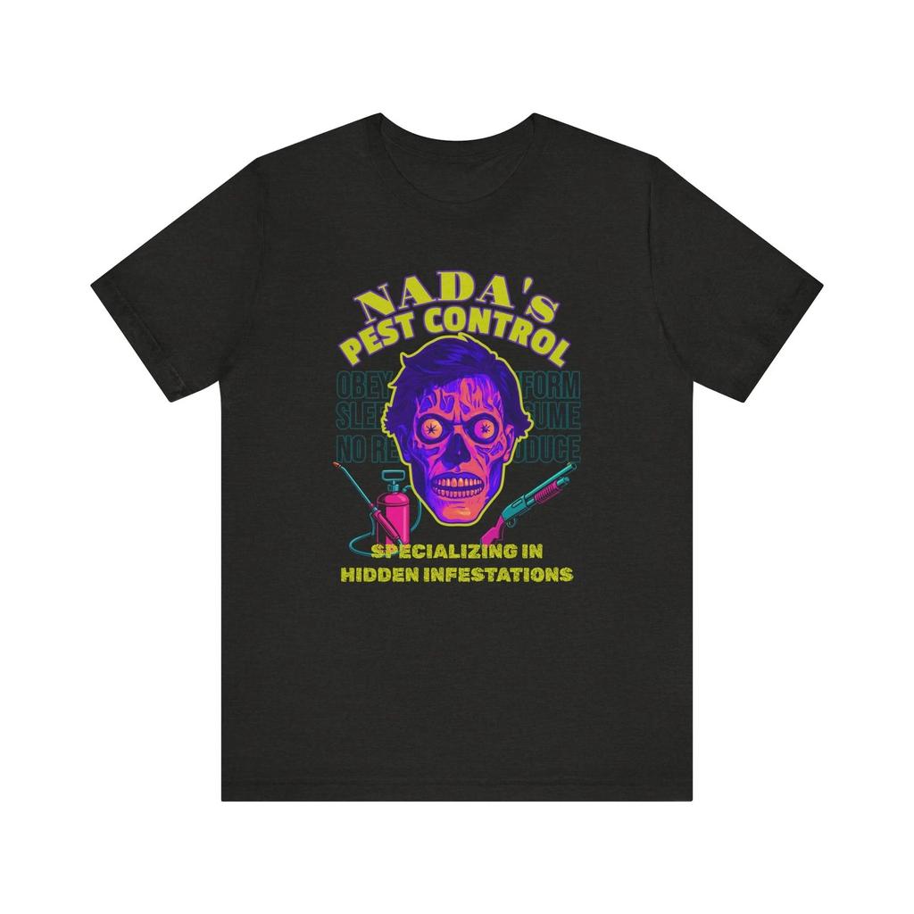 They Live Film 100% Bawełna Koszulka Męska Damska T-shirt Top, "Nadas Pest Control Koszulka", Lata 80. Sci-Fi Obcy Kultowy Klasyk