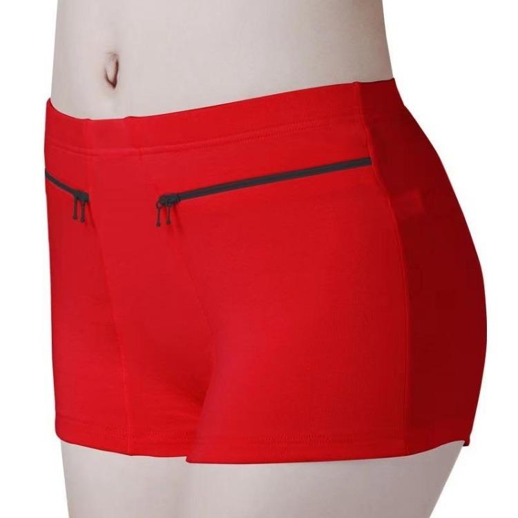 Women High Waist Cotton Underwear Panties Briefs Plus Size Safety Shorts Pockets Bikinis Simple Elderly Female Pants Zipper