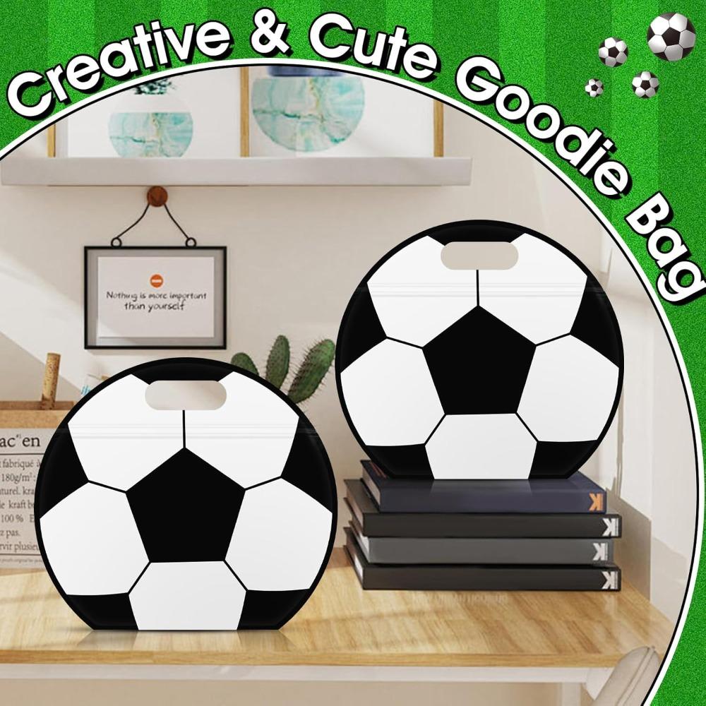 24pcs Soccer Snack Bags with Handles Reusable Baseball Sealed Treat Bags Stand-up Bottom Gift Bags Soccer Training Treat Bags Party Favor Bags