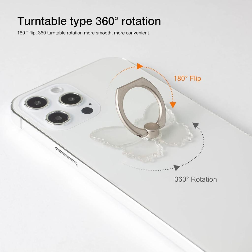 [2 Pack] Transparent Finger Ring Cell Phone Ring Holder Stand,360 Degree Rotation and 180 Degree Adjustable Finger Ring Kickstand with Polished